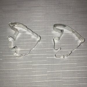 Silver Metal Cookie Cutters Tropical Angel Fish Set of Two